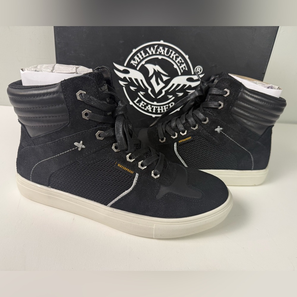 Milwaukee Leather / Suede Street Riding Motorcycle Waterproof Shoes Sneakers NIB